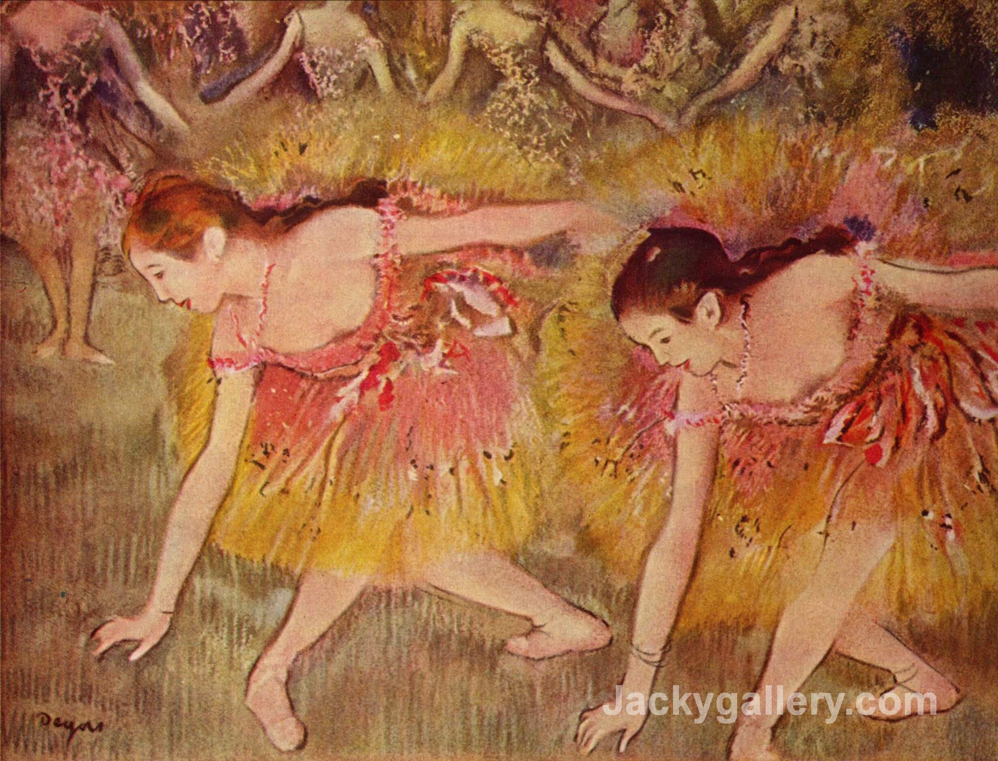 Dancers Bending Down by Edgar Degas paintings reproduction